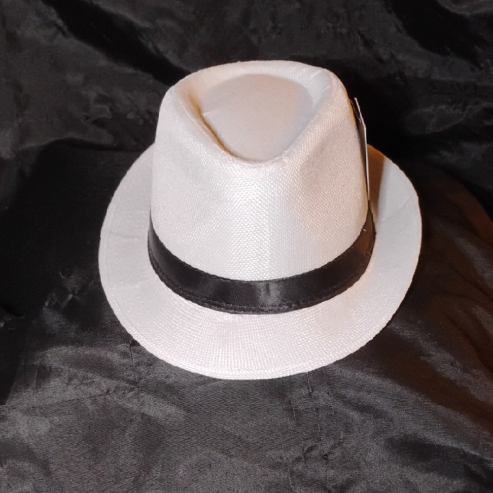 Private Label White Fedora Hat with Black Band